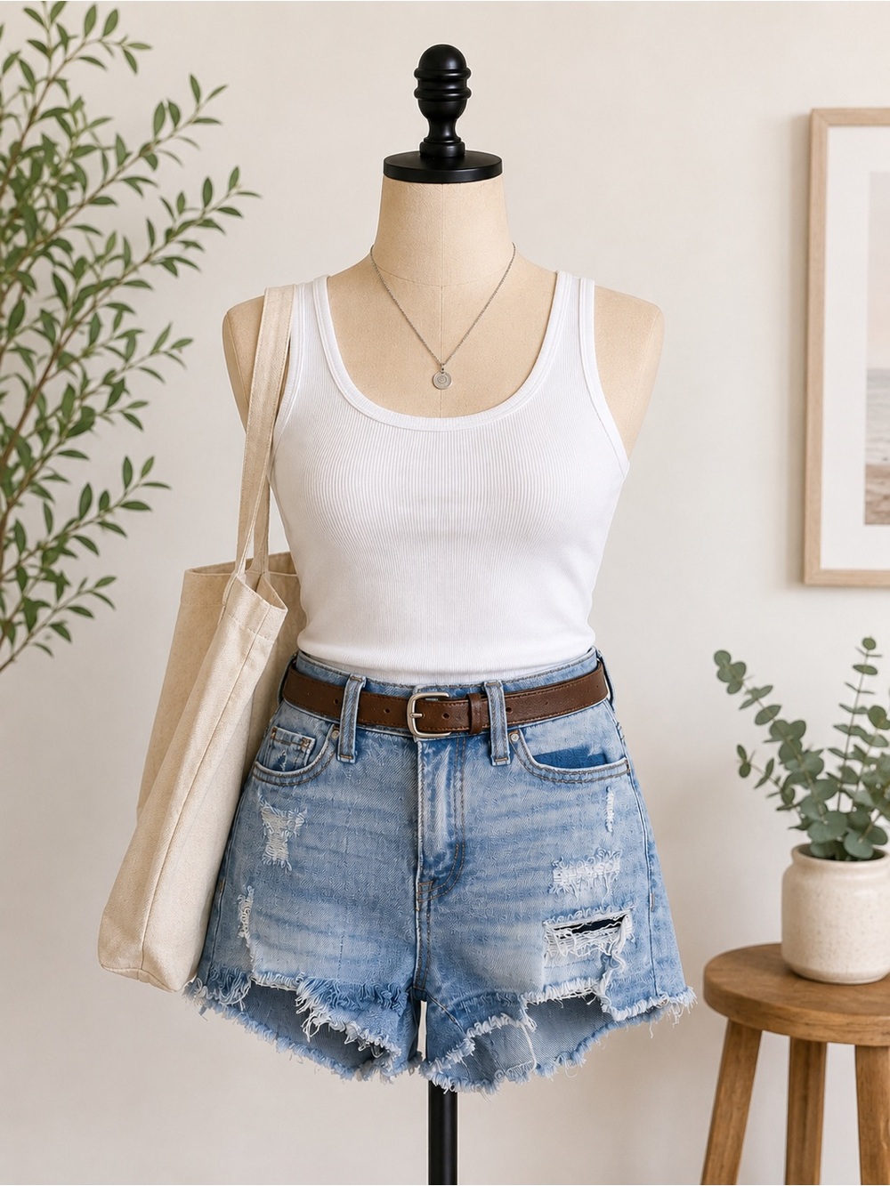 SO High Rise Distressed Denim Shorts Light Wash Raw Hem Size 1 / 25W